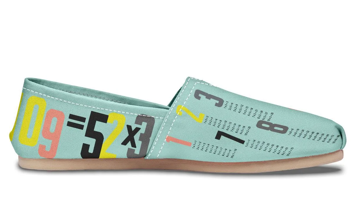 Colorful Multiplication Tables Casual Shoes