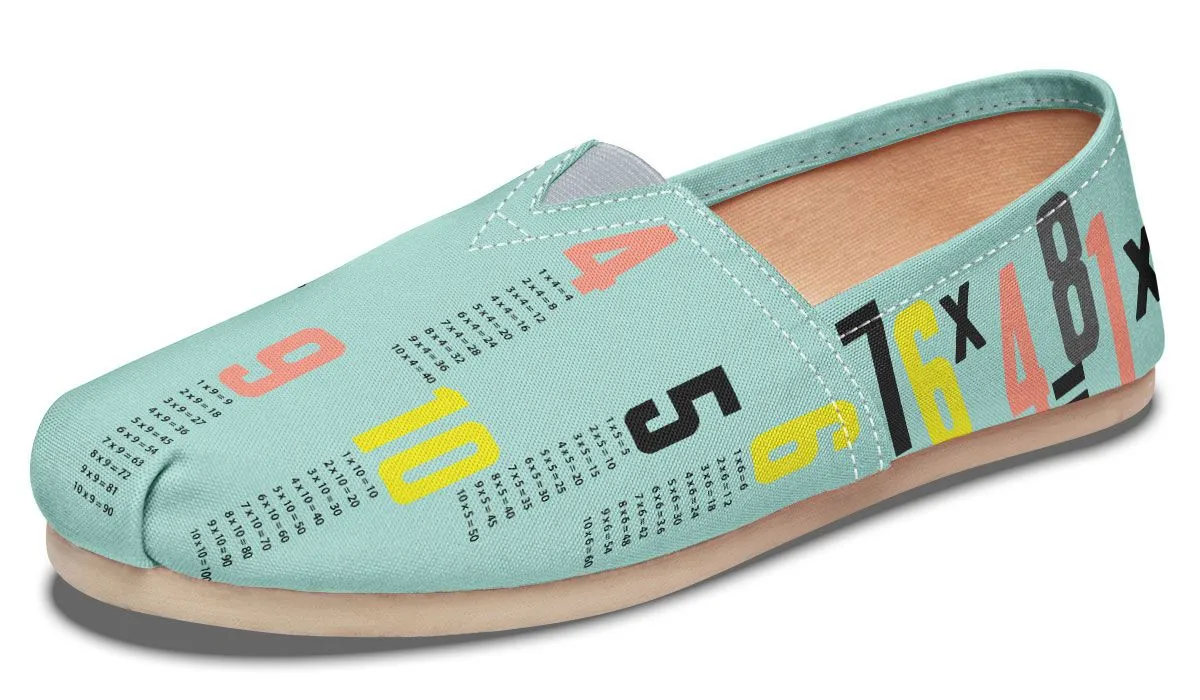 Colorful Multiplication Tables Casual Shoes