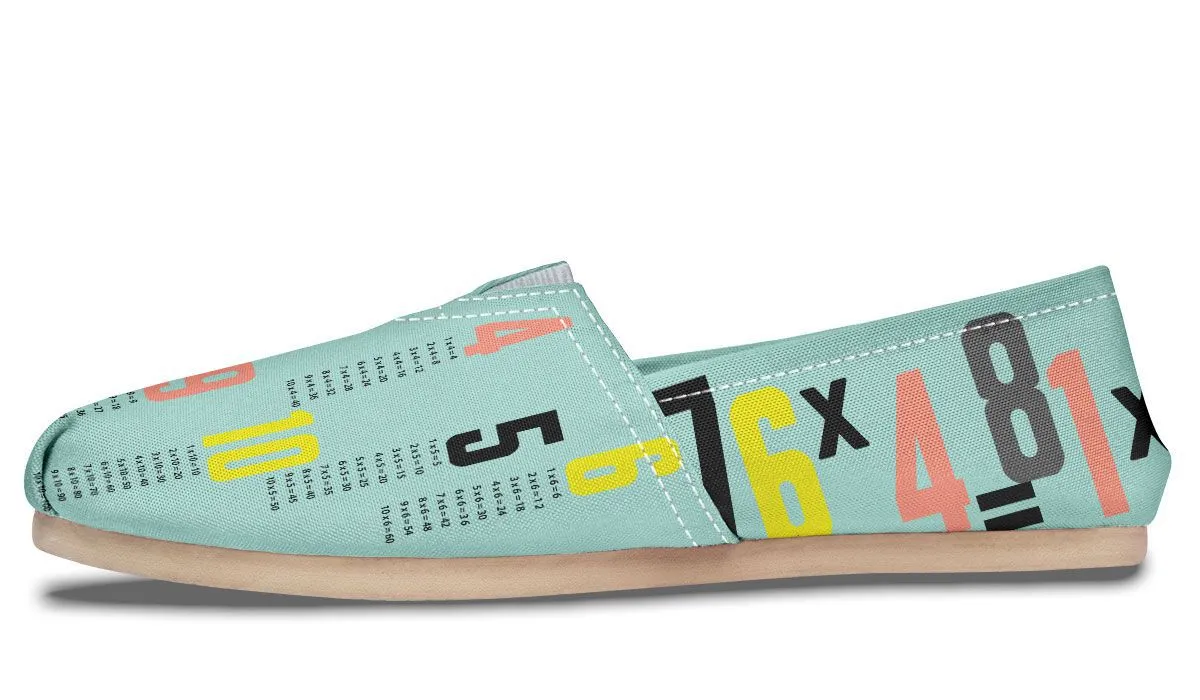 Colorful Multiplication Tables Casual Shoes