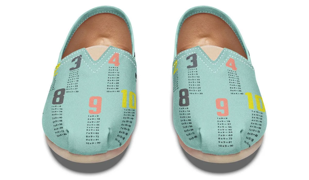 Colorful Multiplication Tables Casual Shoes