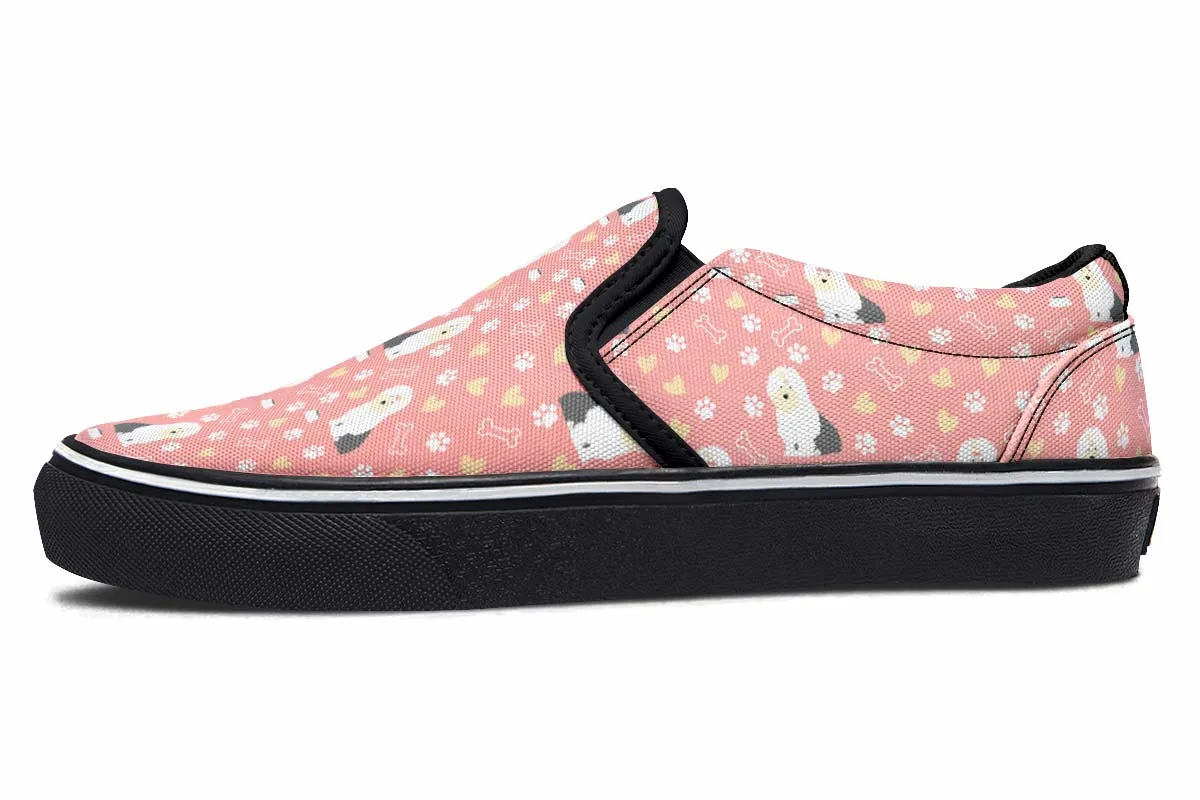 Cute Old English Sheepdog Slip-On Shoes