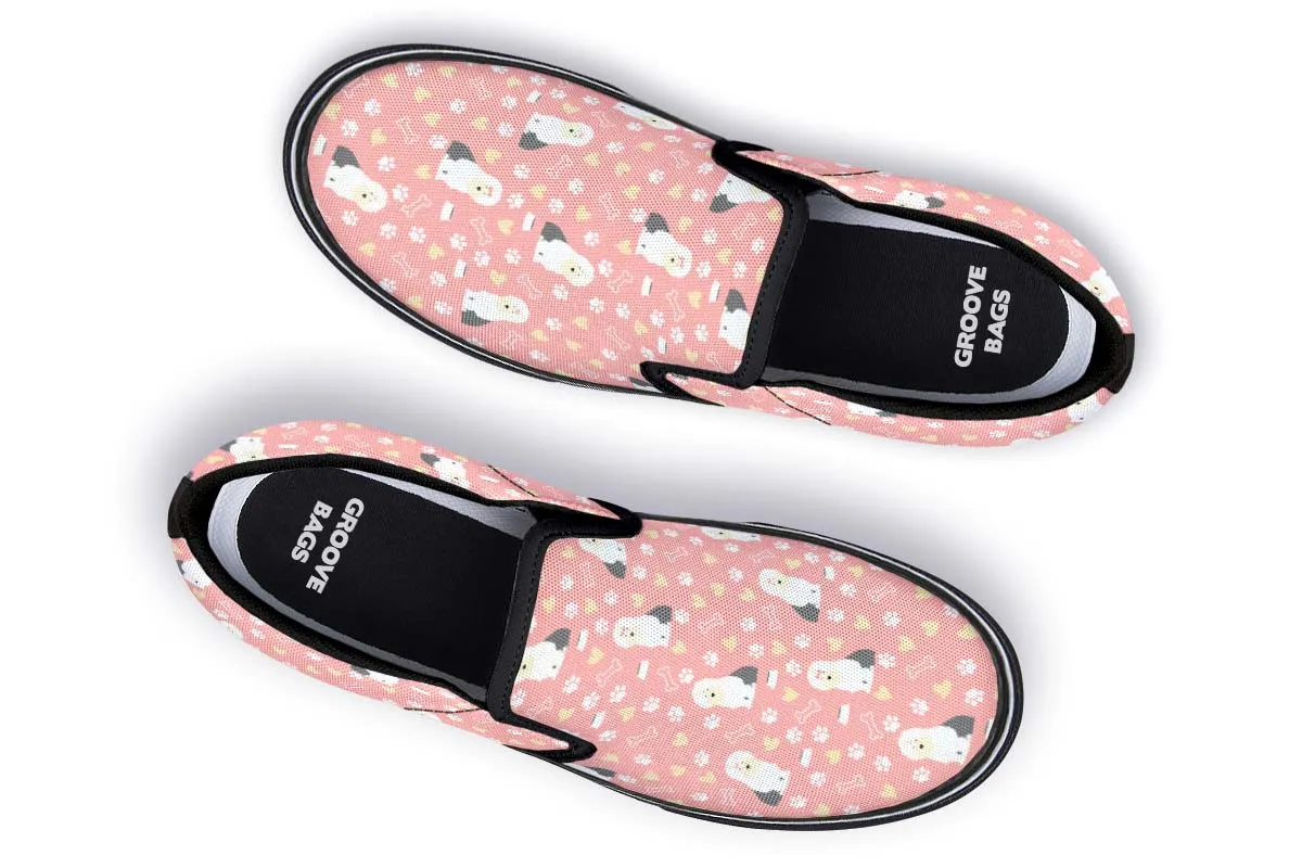 Cute Old English Sheepdog Slip-On Shoes