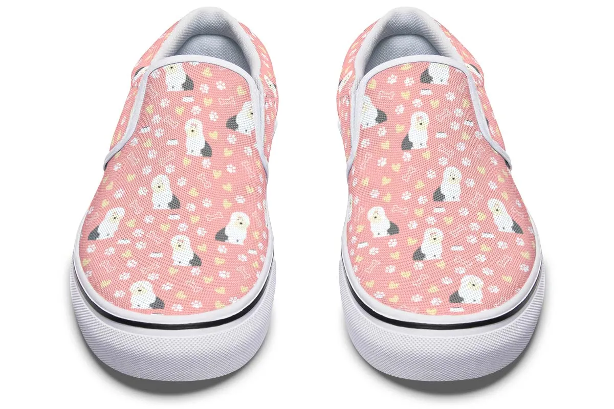 Cute Old English Sheepdog Slip-On Shoes
