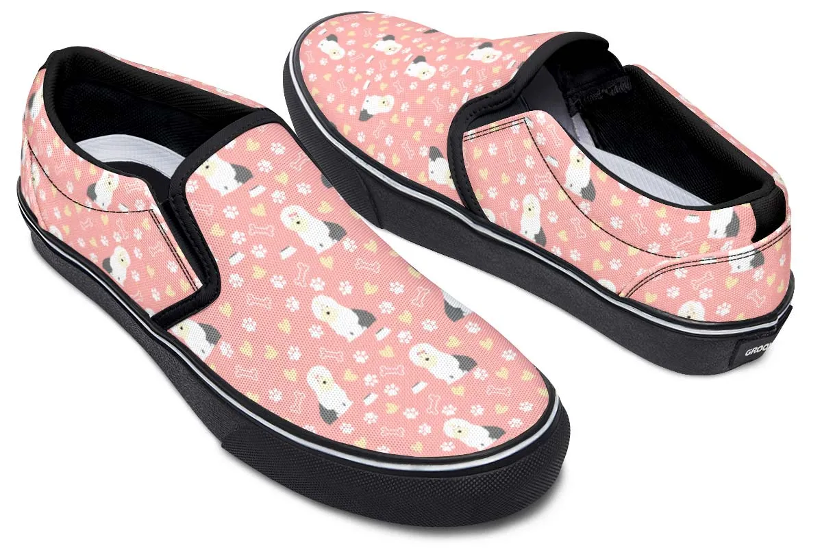 Cute Old English Sheepdog Slip-On Shoes