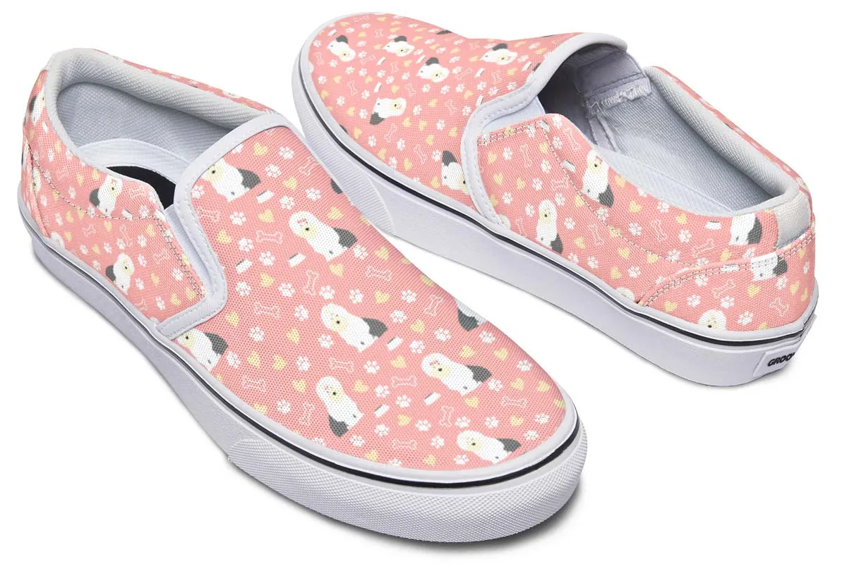 Cute Old English Sheepdog Slip-On Shoes