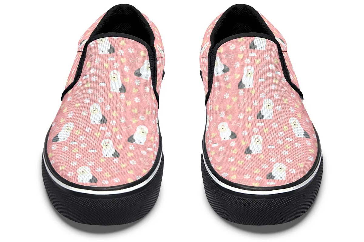 Cute Old English Sheepdog Slip-On Shoes