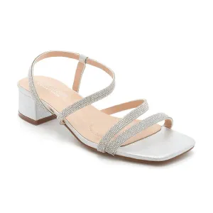 Cynthia Shimmer Heeled Sandal In Silver
