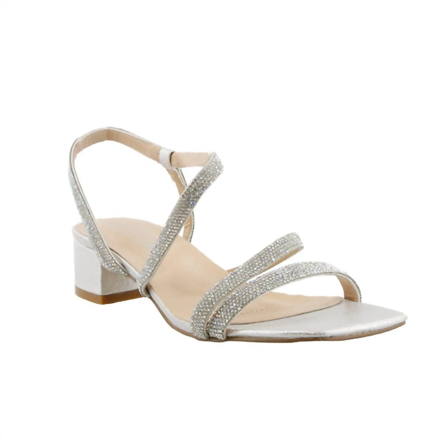 Cynthia Shimmer Heeled Sandal In Silver