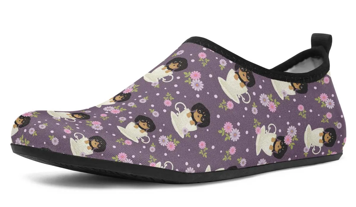 Dachshund Cup Of Tea Aqua Barefoot Shoes