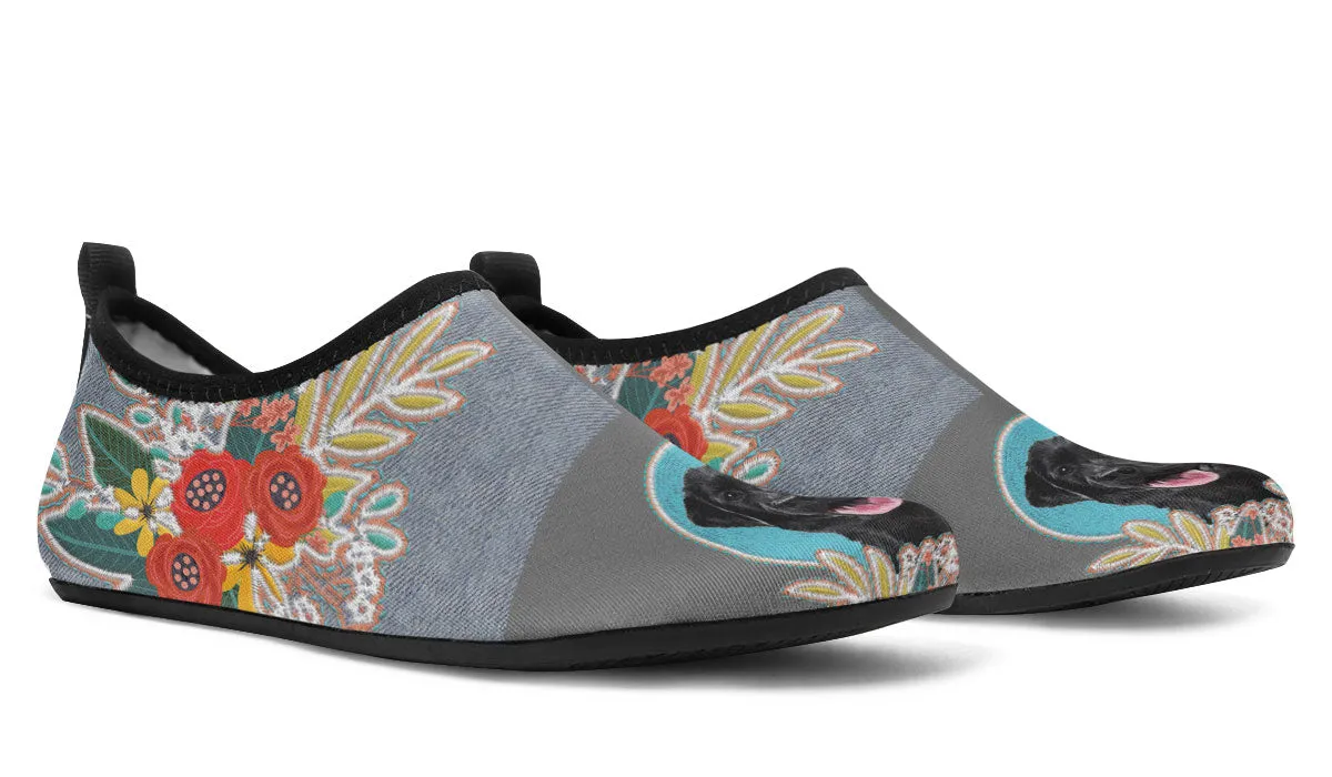Denim Style Black Labrador Aqua Barefoot Shoes