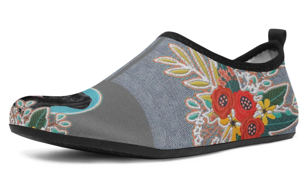 Denim Style Black Labrador Aqua Barefoot Shoes