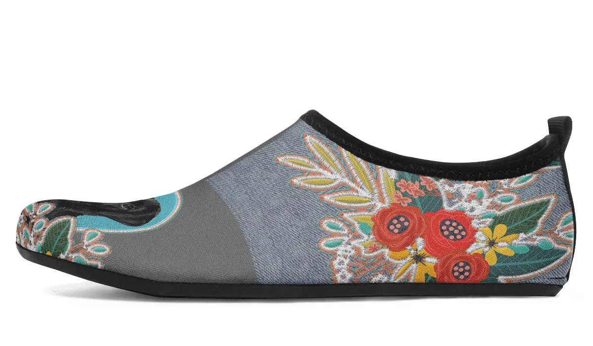 Denim Style Black Labrador Aqua Barefoot Shoes
