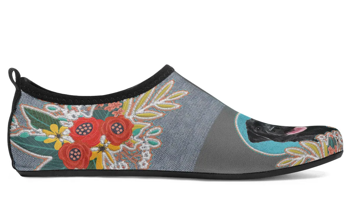 Denim Style Black Labrador Aqua Barefoot Shoes