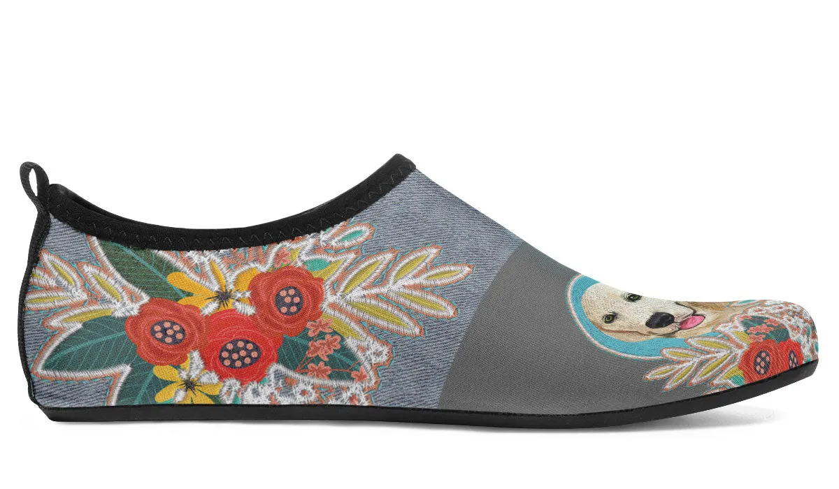 Denim Style Golden Retriever Aqua Barefoot Shoes