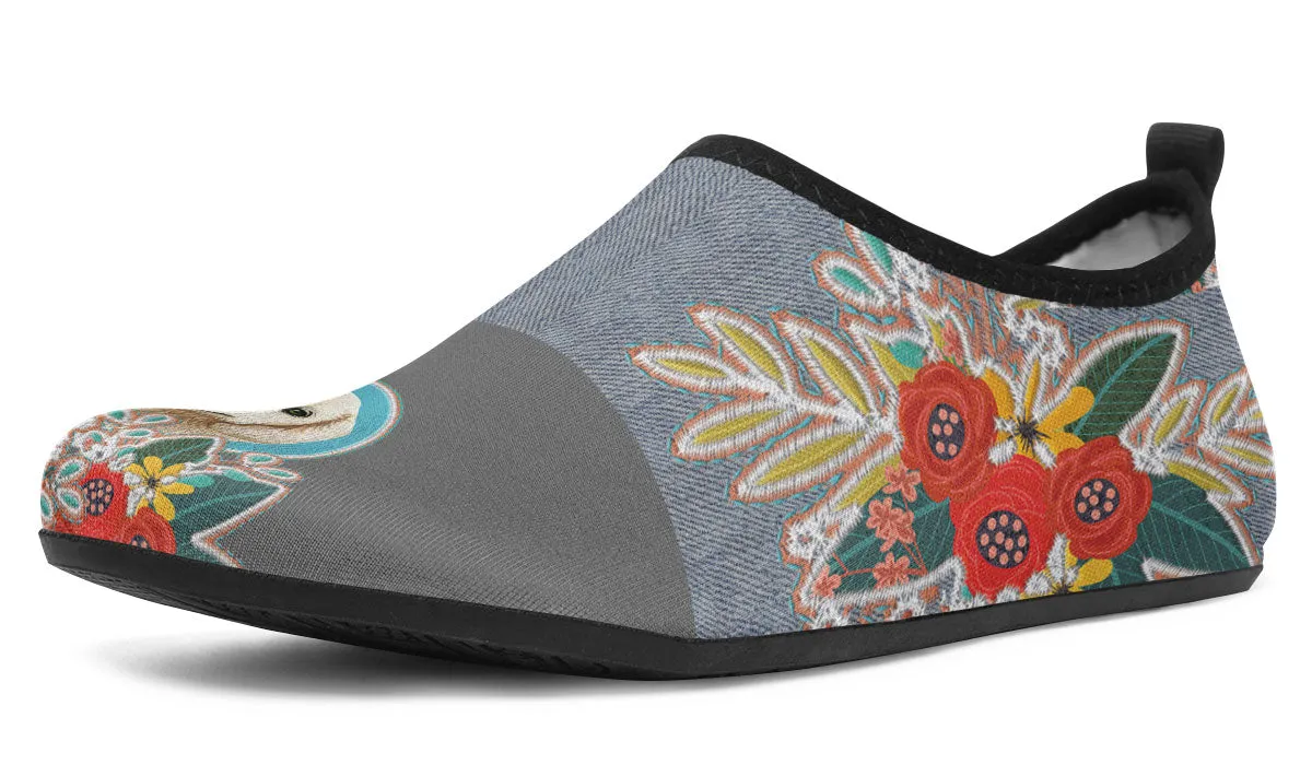 Denim Style Golden Retriever Aqua Barefoot Shoes