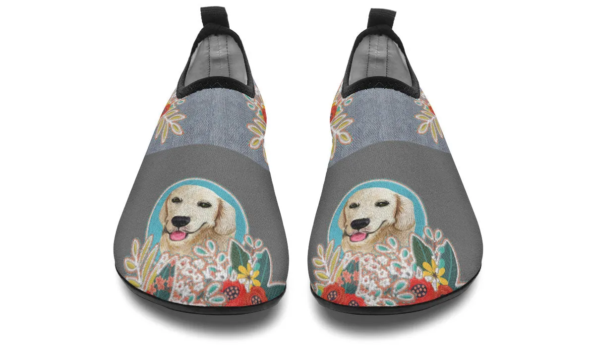 Denim Style Golden Retriever Aqua Barefoot Shoes