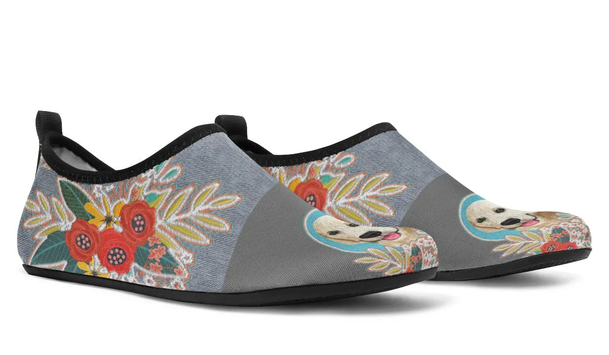 Denim Style Golden Retriever Aqua Barefoot Shoes
