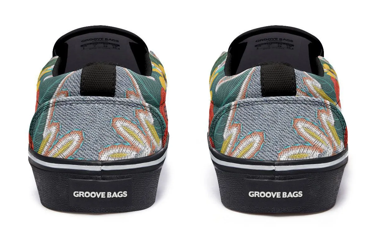 Denim Style Jack Russell Slip-On Shoes