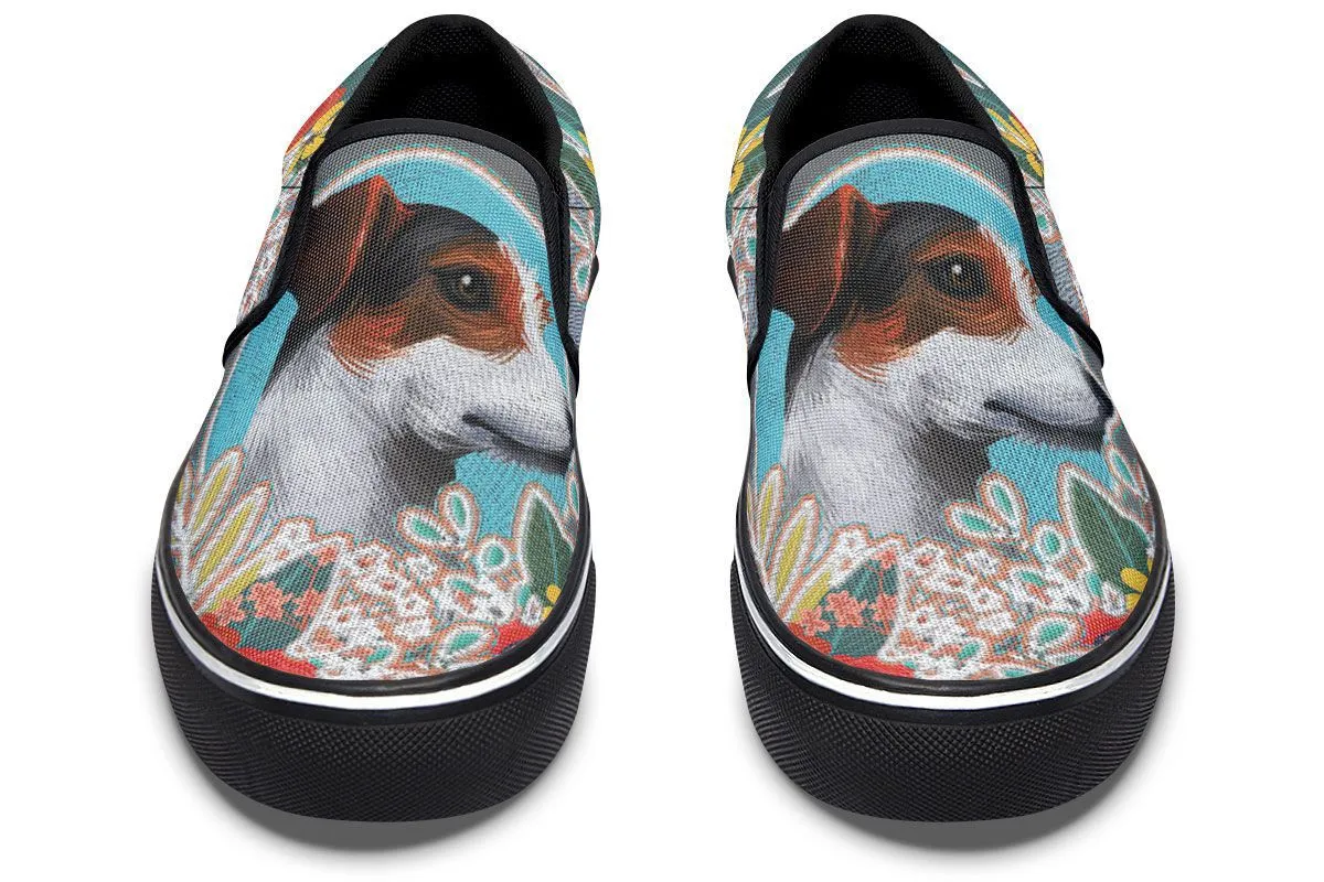 Denim Style Jack Russell Slip-On Shoes