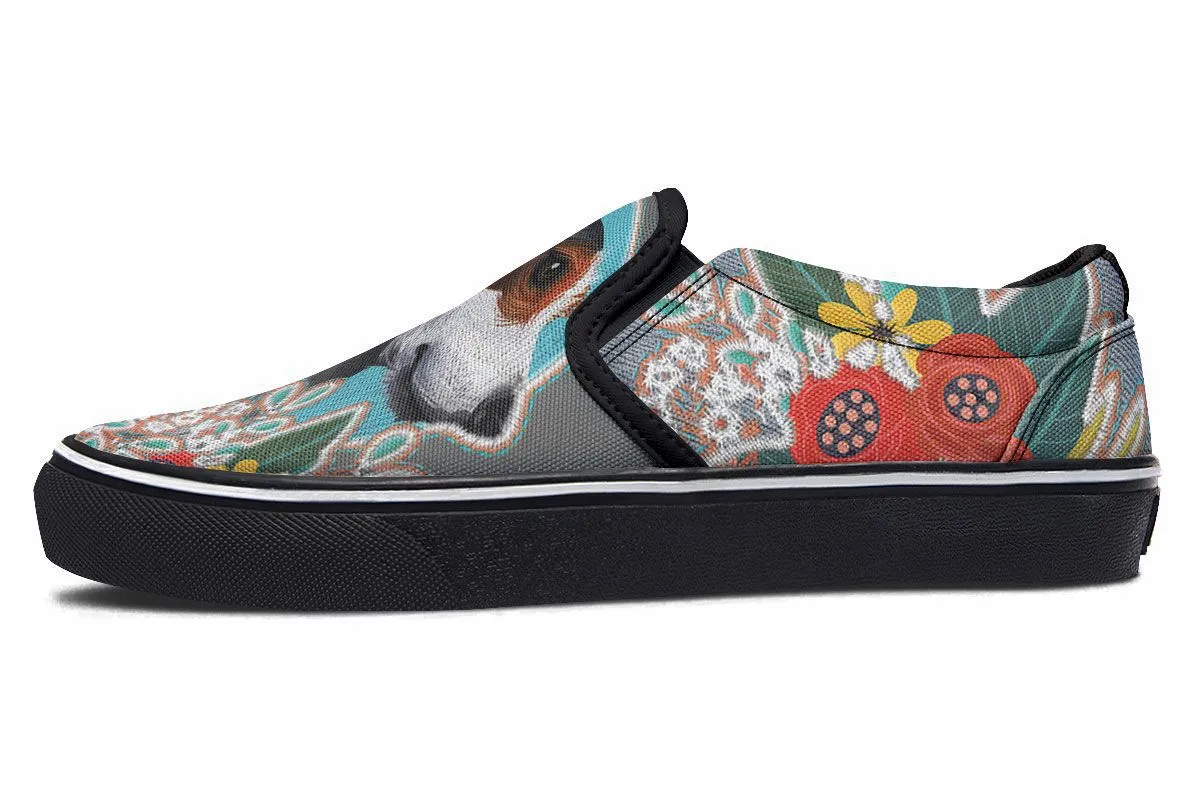 Denim Style Jack Russell Slip-On Shoes