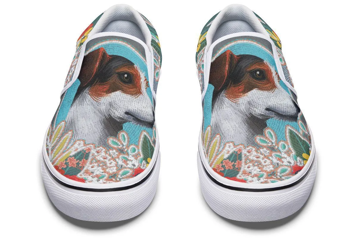 Denim Style Jack Russell Slip-On Shoes