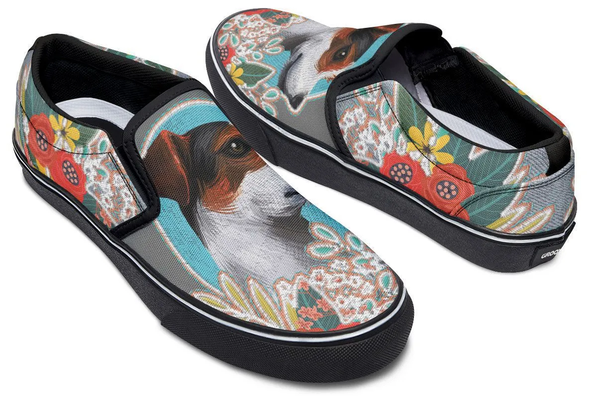 Denim Style Jack Russell Slip-On Shoes