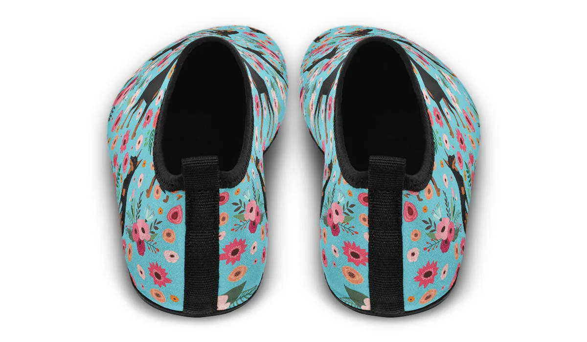 Doberman Flower Aqua Barefoot Shoes