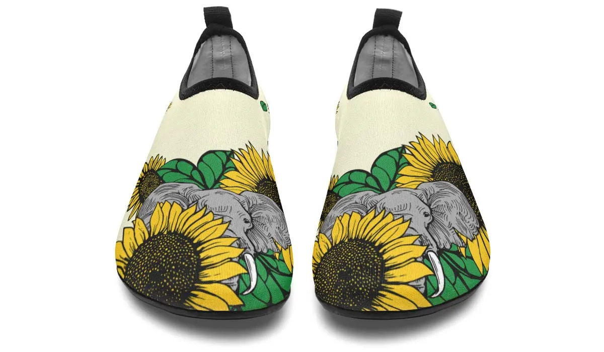 Elephant Sunflower Aqua Barefoot Shoes