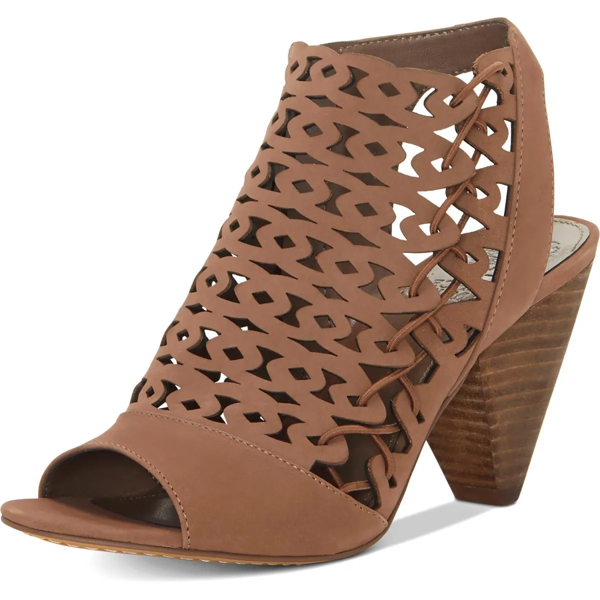 Emberla Womens Cut-Out Leather Heel Sandals