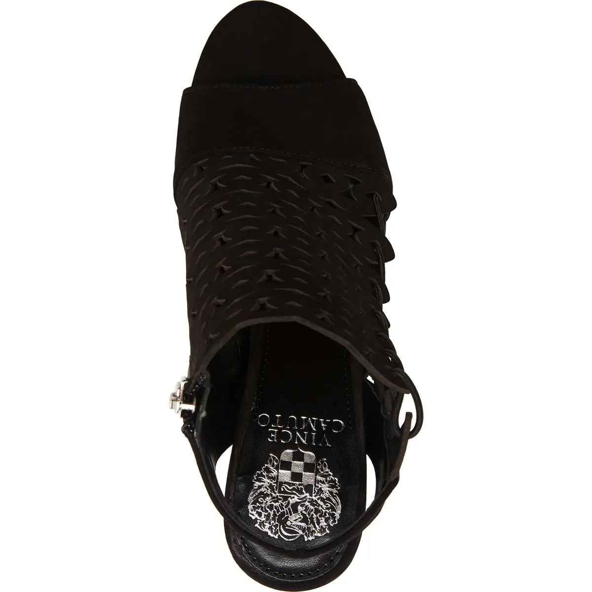 Emberla Womens Cut-Out Leather Heel Sandals