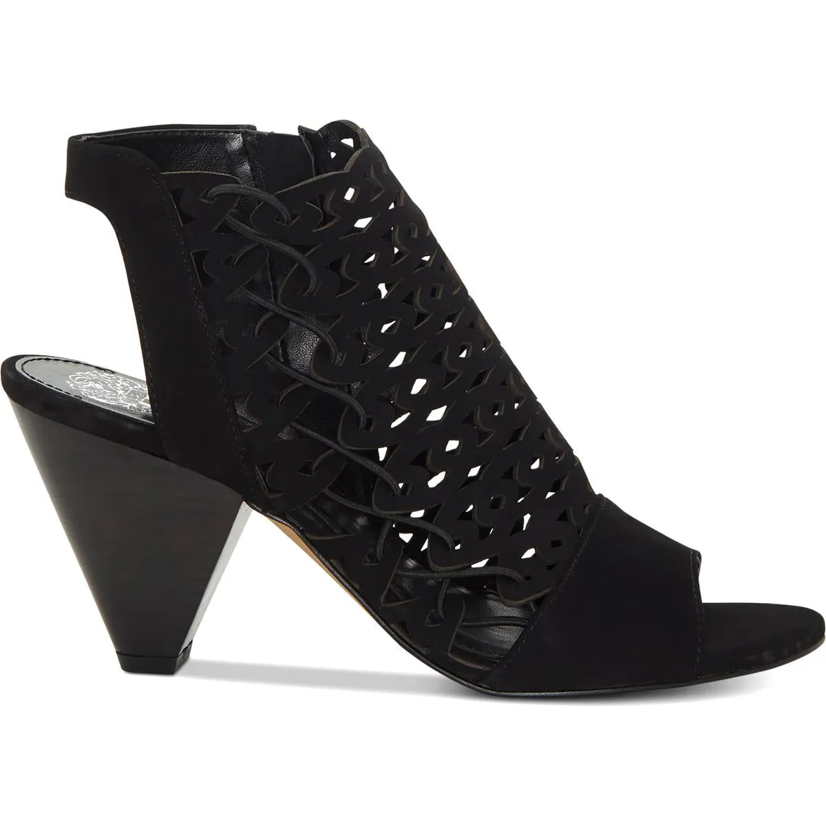 Emberla Womens Cut-Out Leather Heel Sandals