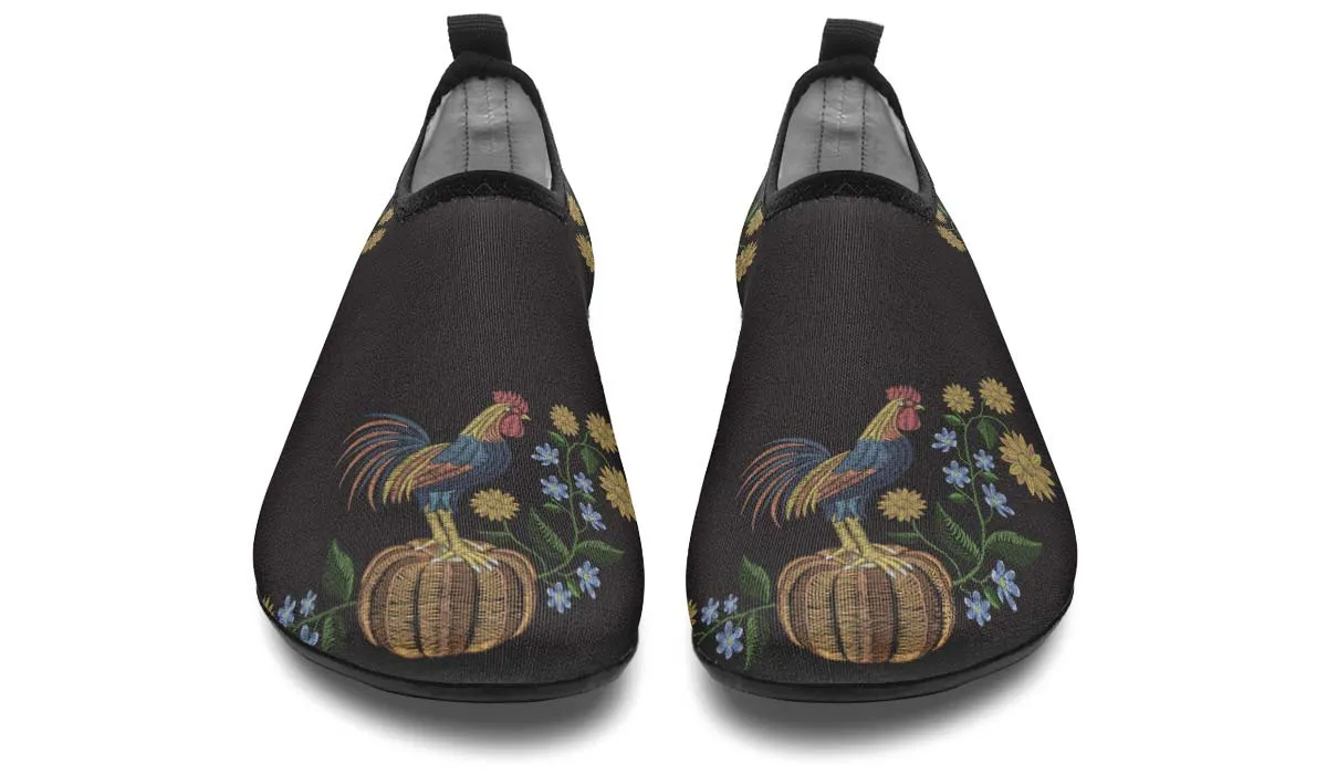 Embroidery Chicken Aqua Barefoot Shoes