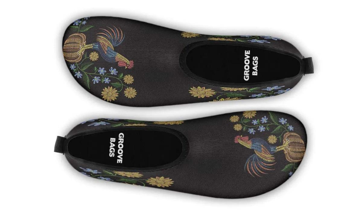 Embroidery Chicken Aqua Barefoot Shoes