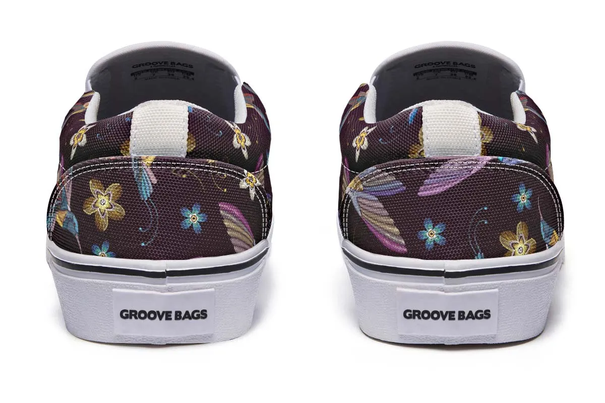 Embroidery Hummingbirds Slip-On Shoes