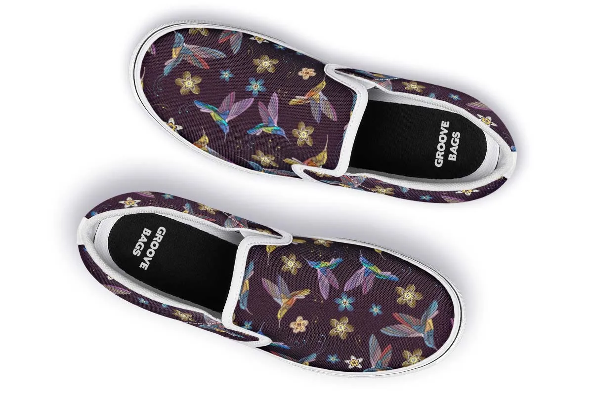 Embroidery Hummingbirds Slip-On Shoes