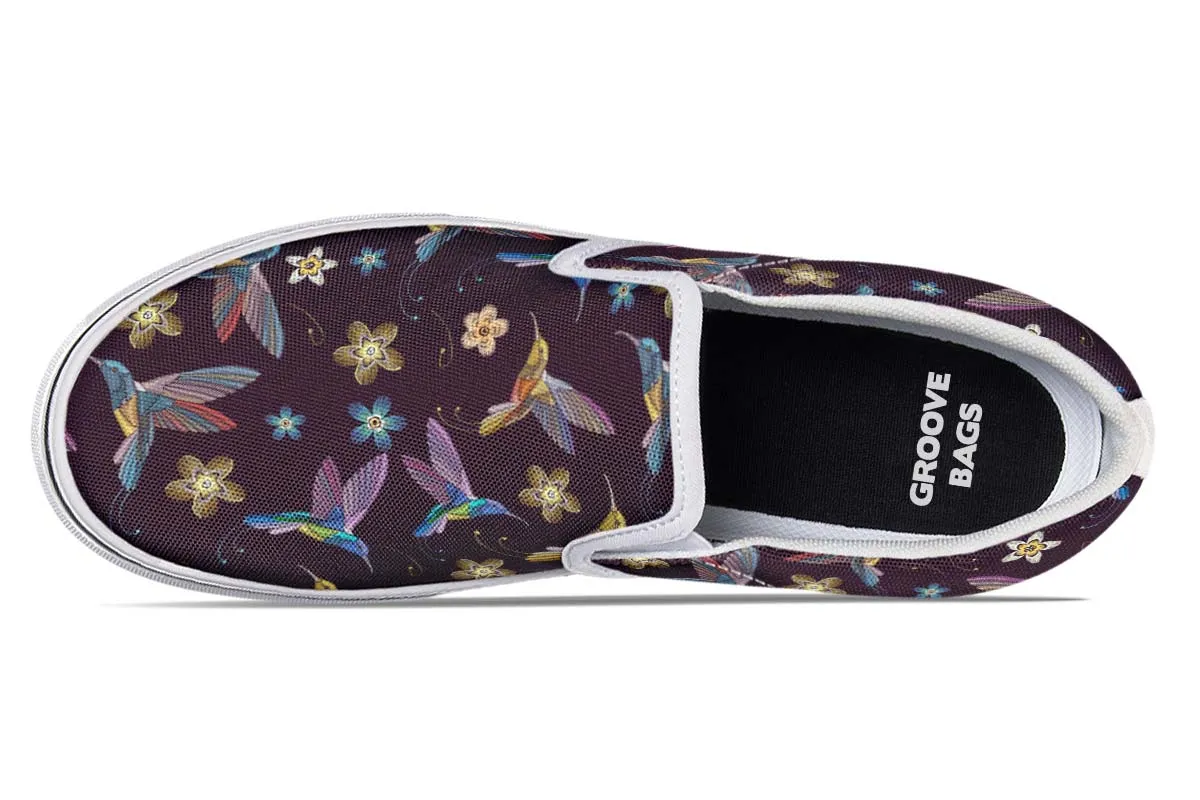 Embroidery Hummingbirds Slip-On Shoes