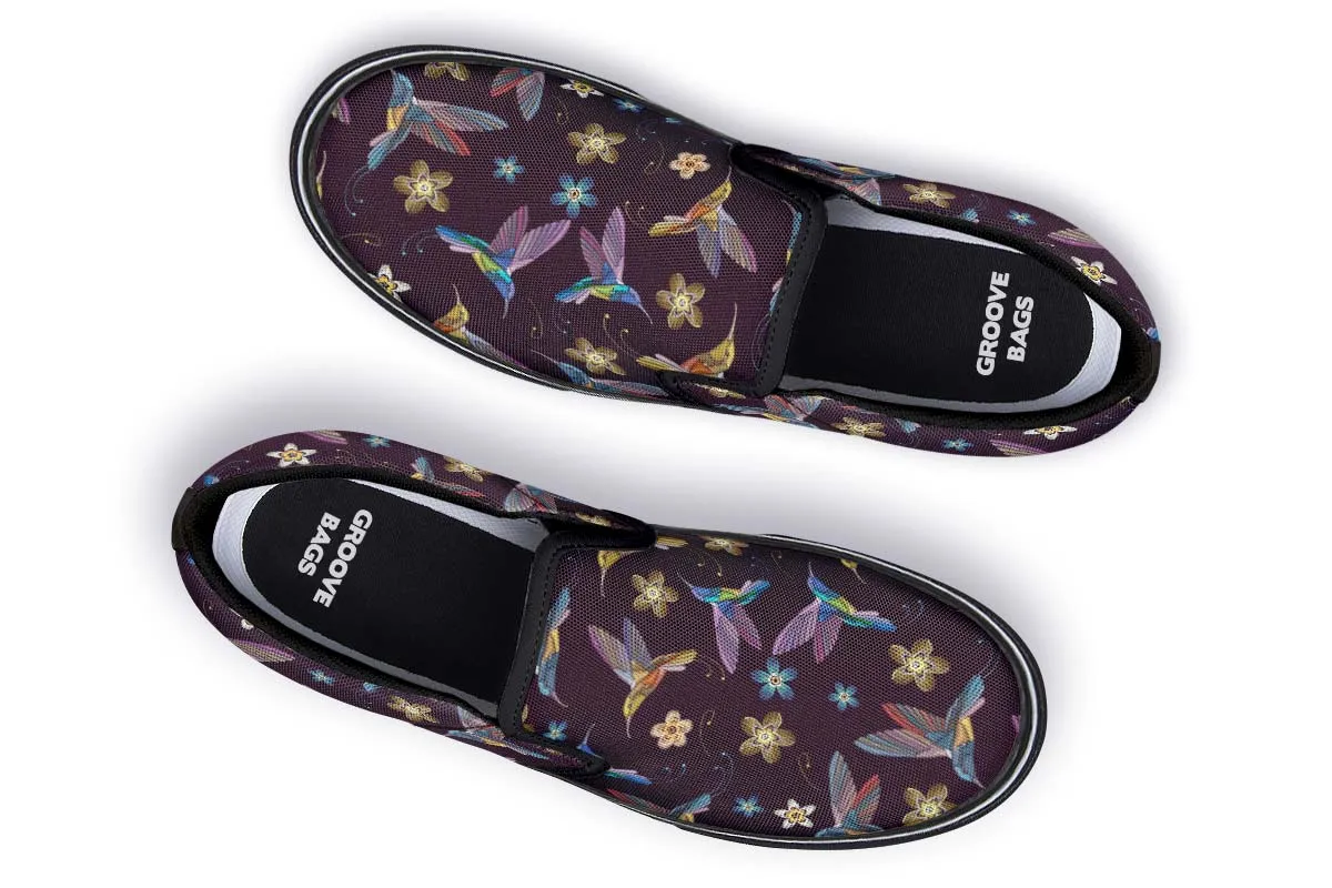 Embroidery Hummingbirds Slip-On Shoes
