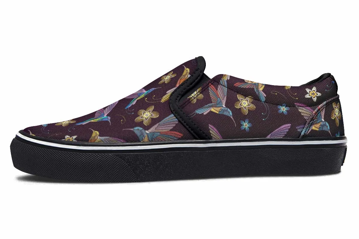 Embroidery Hummingbirds Slip-On Shoes