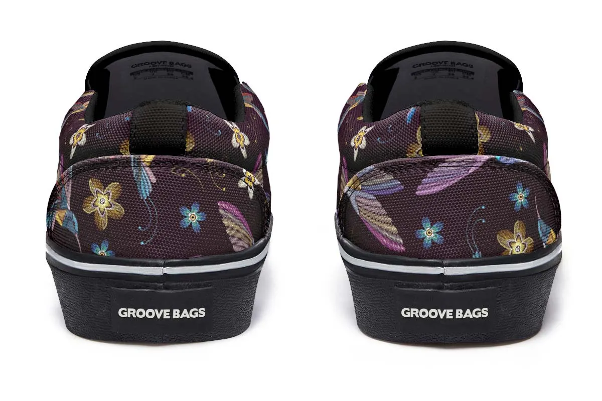 Embroidery Hummingbirds Slip-On Shoes