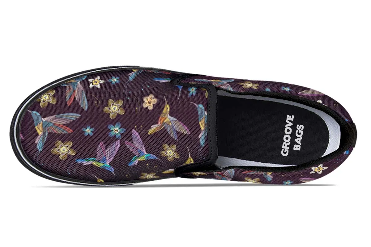 Embroidery Hummingbirds Slip-On Shoes