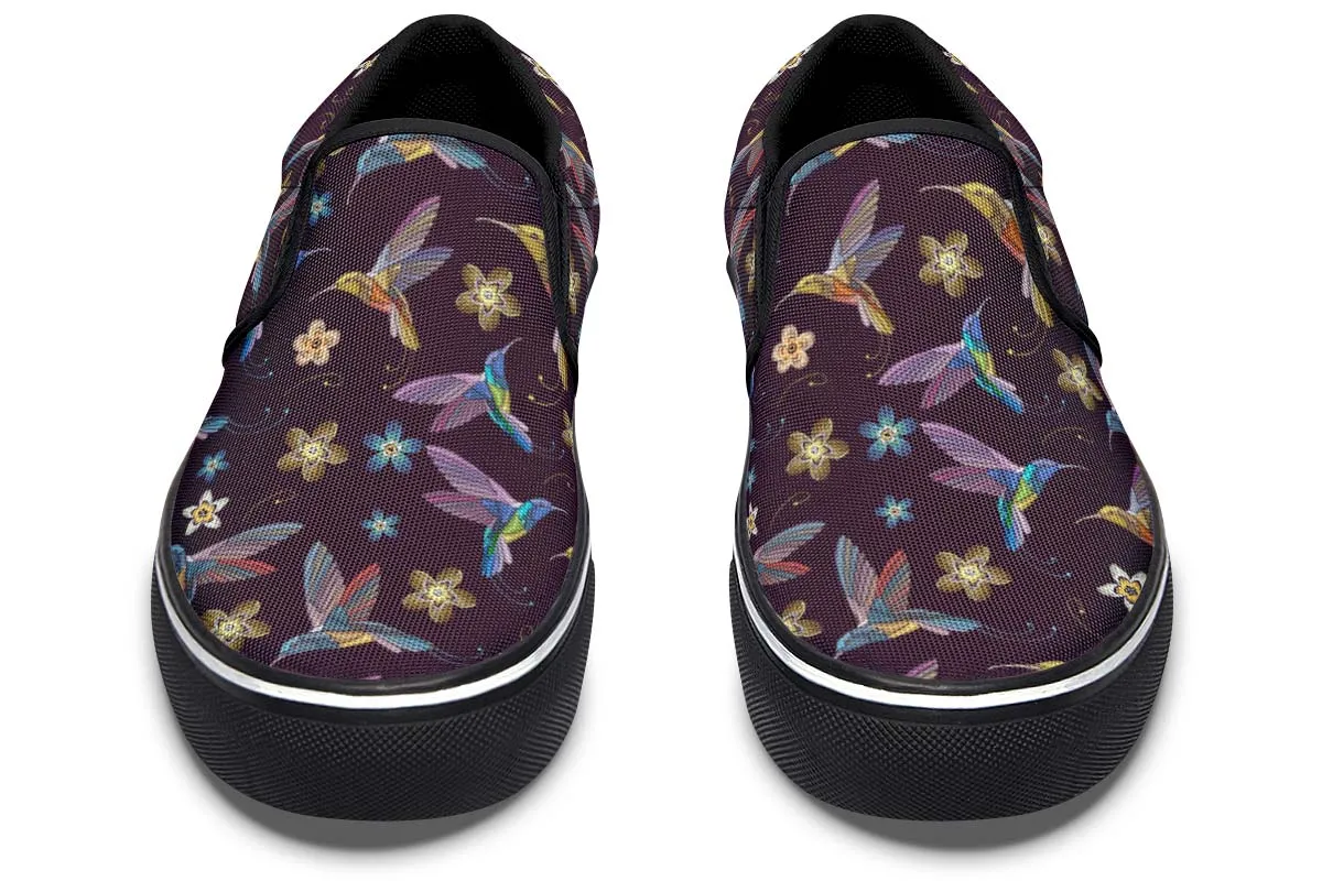 Embroidery Hummingbirds Slip-On Shoes