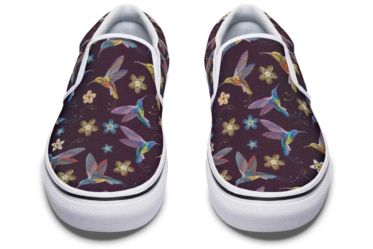 Embroidery Hummingbirds Slip-On Shoes