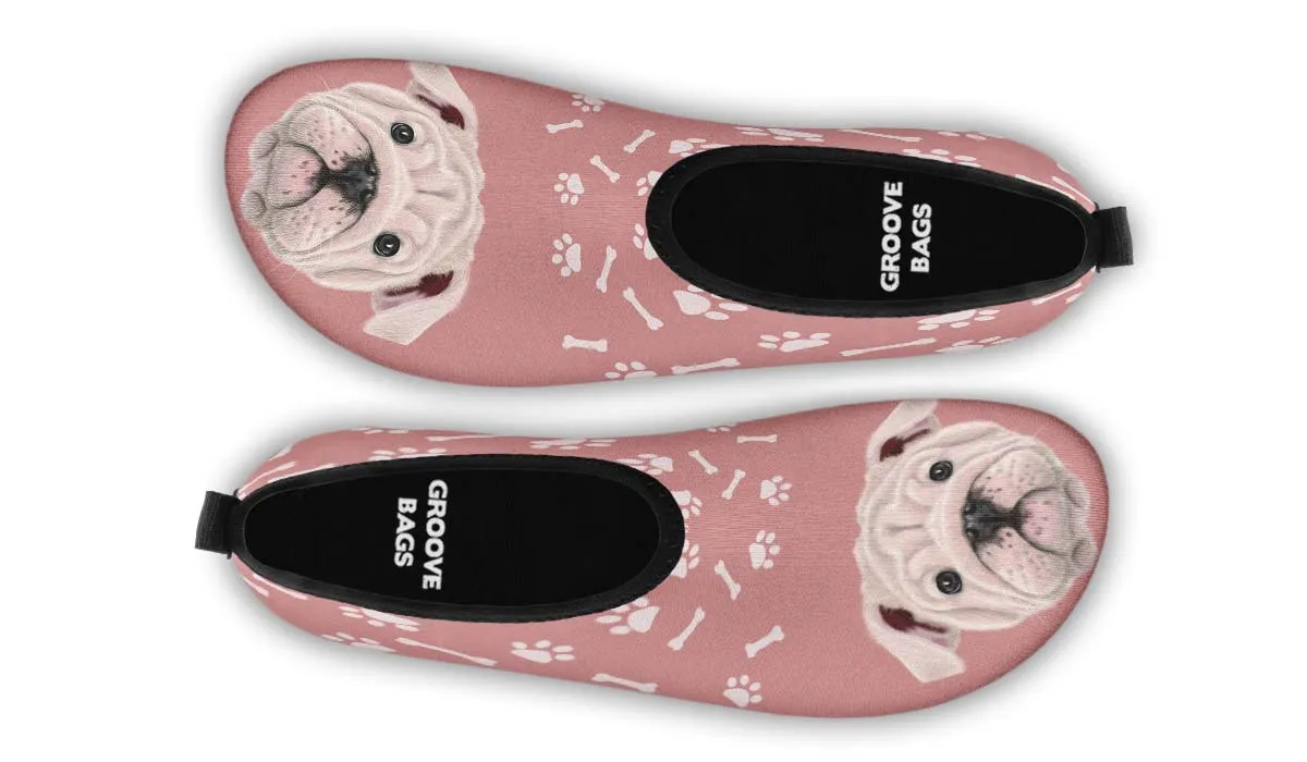 English Bulldog Puppy Aqua Barefoot Shoes