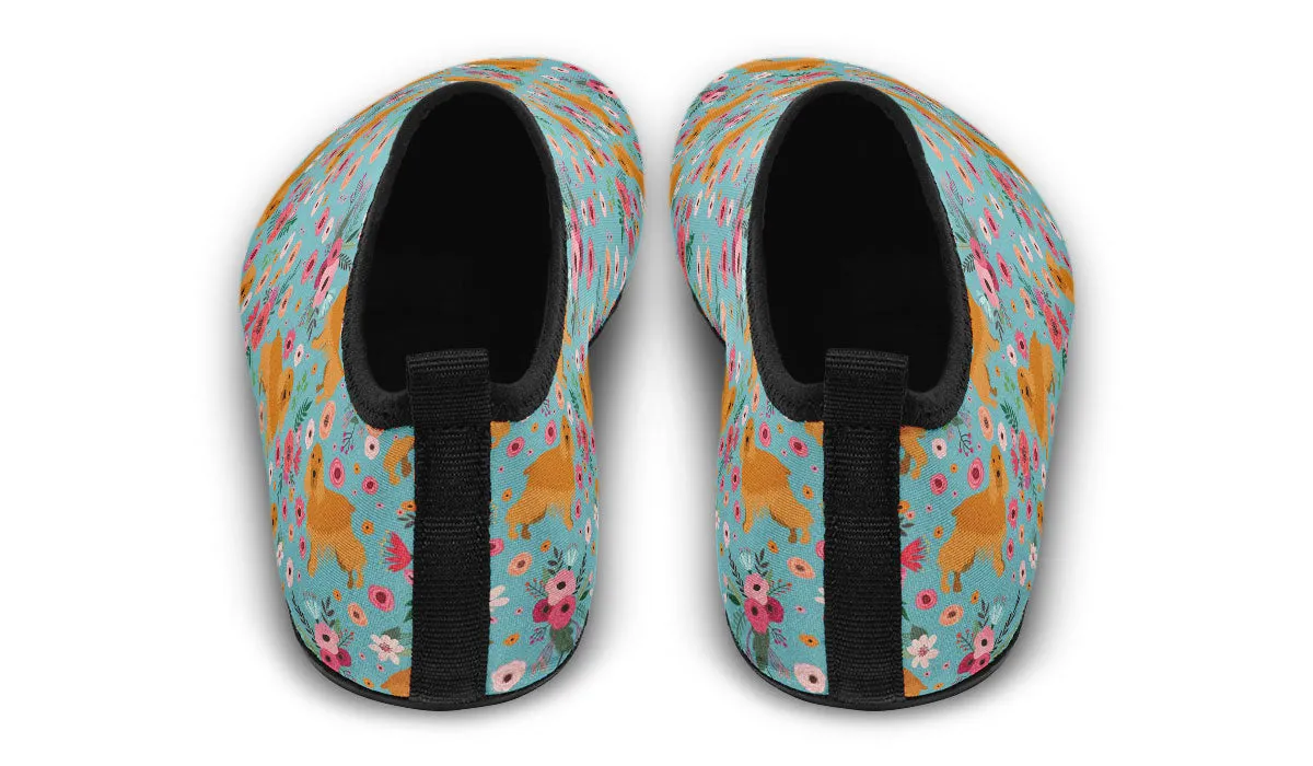 English Cocker Spaniel Flower Aqua Barefoot Shoes