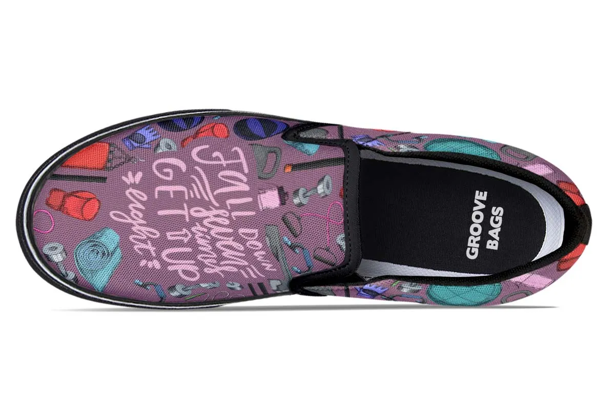 Exercise Quote Slip-On Shoes