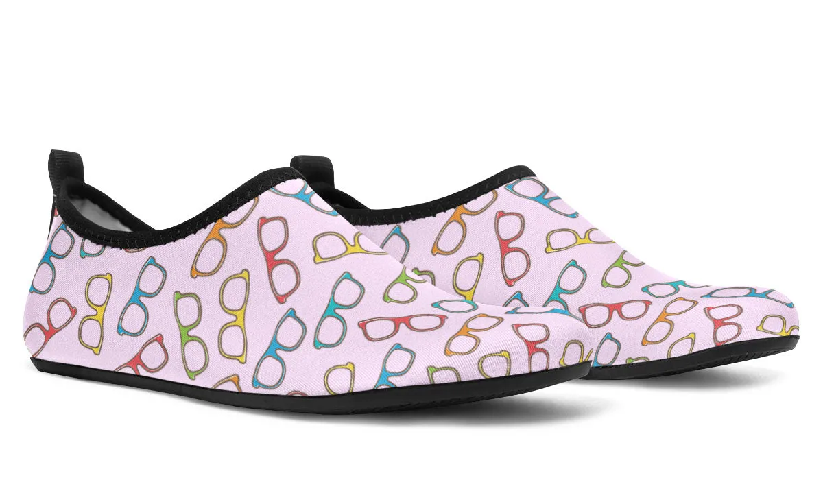 Eye Glasses Pattern Pink Aqua Barefoot Shoes