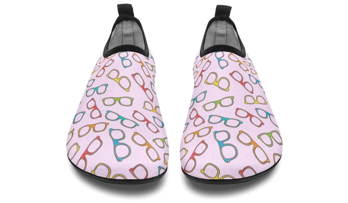Eye Glasses Pattern Pink Aqua Barefoot Shoes