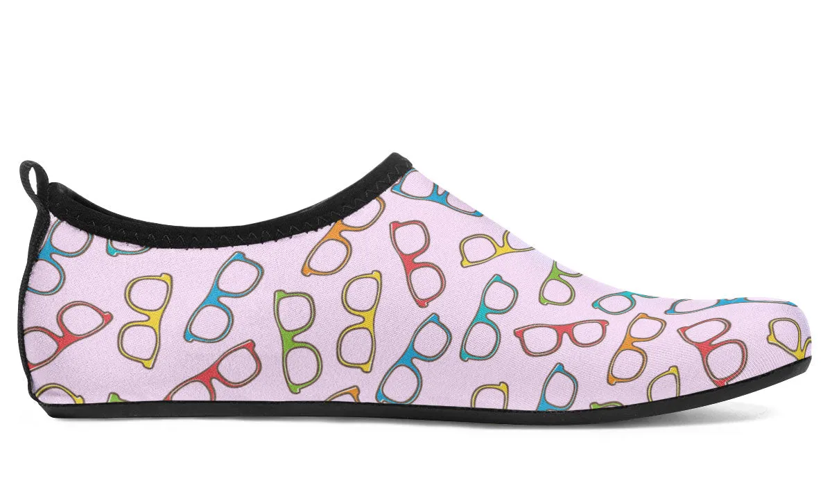 Eye Glasses Pattern Pink Aqua Barefoot Shoes