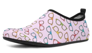 Eye Glasses Pattern Pink Aqua Barefoot Shoes
