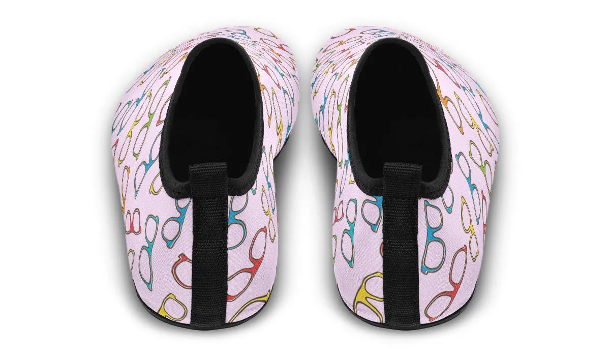 Eye Glasses Pattern Pink Aqua Barefoot Shoes